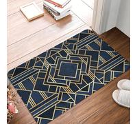 EAEQKOUC 3d Art Deco Blue Gold Abstract Geometry Doormat Mat Anti-Slip Geometric Graphic Kitchen Bathroom Garden Rug Carpet-60x90cm