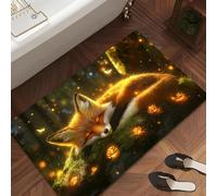 EAEQKOUC 3d cute forest fantasy fox pattern floor mat, polyester fabric, machine washable, suitable for bedroom living room decoration
