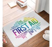EAEQKOUC 3d First Aid Word Cloud Collage Doormat Anti-Slip Entrance Kitchen Bath Door Floor Mats Doctor Nurse Garage Carpet Rug-40x60cm