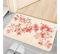 EAEQKOUC 3d Romantic cherry blossom leaf pattern floor mat, polyester fabric, machine washable, suitable for bedroom and living room
