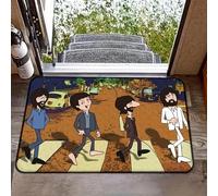 EAEQKOUC Door Mat 3D Anime Crossing The Street Pattern Carpet Humorous Anti Slip Cartoon Cross Design Polyester Living Room Bedroom Felt Rug