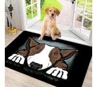 EAEQKOUC Door Mat 3D Bull Terrier 'Where's The Biscuits?' Soft Flannel Rug for Entryway Living Room Hallway Bedroom Kitchen Laundry Decorative Carpet Christmas decorations