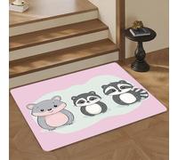 EAEQKOUC Door Mat 3D floor mat with cute raccoon and mouse pattern, polyester fabric, machine washable, suitable for bedroom and living room Christmas decorations