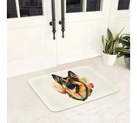 EAEQKOUC Door Mat 3D German Shepherd Courageous Anti-slip Floor Mat Durable Carpet Rug for Kitchen Entrance Home Balcony Footpad Mats Christmas decorations