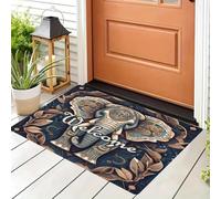 EAEQKOUC Door Mat 3D God colored elephant designed, durable and non slip entrance carpet for home oration, adding unique charm