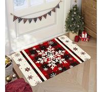 EAEQKOUC Door Mat 3D pc, Merry mas, Snowflake Pattern, Red Extra Large Floor Mat Carpet for Holiday Use, Doorway Carpet - Machine Wash Christmas decorations