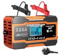 EAFC 12-Amp Car Battery Charger, 12V/12A Smart Fully Automatic Battery Charger with Temperature Compensation for Car Truck Motorcycle lawnmowers Marine Lead Acid Batteries (power cord length 2m)