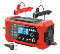 EAFC 12V 6A Car Battery Charger Intelligent Digital Battery Charging Unit Device Lead-acid Battery Smart Repair for Car Motorcycle SVU