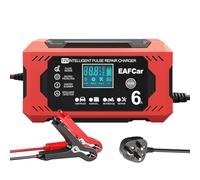 EAFCSZ Car Battery Charger, 12V 6Amp Automatic Smart Charger Monitor Battery with LCD Screen Temperature Compensation, Intelligent Charges, Repairs, Maintains Car Motorcycle Boat Mower Battery (6A)