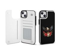 Eag-le Skull Roses Leather Flip Phone Case Wallet Cover Compatible with iPhone 14/14 Plus/14 Pro/14 Pro Max