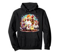 Eagerlys Colorful Chicken Art Crazy Chicken Family Pullover Hoodie