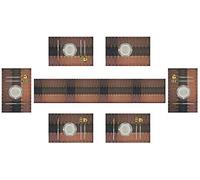 Eageroo Set of 6 Place Mats with a Table Runner, Non-Slip, Washable, Durable, Heat-Resistant, Stain Resistant, Champagne Brown