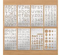 Eageus 8 Pcs Small Letter Metal Stencils for Painting, 1/4 1/2 3/4 1 Inch Alphabet Template Wood Burning Lettering Stencil for Carving Engraving Journal Pyrography Craft(Tiny Letter)