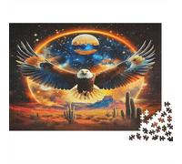Eagle 1000 Piece Jigsaw Puzzle for Adults & Teens, Premium Cardboard, Desert Moon Eagle, Mental Workout Entertainment, Stress Relief Meditation Tool for Home 38x26cm/1000pcs