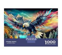 Eagle 1000 Piece Premium Cardboard Eagle over Forest Sunset Sky Puzzle Collectors Ultra Difficult Travel Compact for Couple Partners 38x26cm/1000pcs