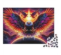 Eagle 1000 Pieces Jigsaw Puzzles for Adults & Children, Recycled Cardboard, Non-Reflective, Flame Neon Eagle, Stress Relief Fun, Great Gift Idea for Home Decor 52x38cm/1000pcs