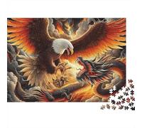 Eagle 1000Pc Adult Jigsaws: Eagle And Dragon in Fiery Clash for Adults Challenging & Brainteasing Puzzle Games 70x50cm/1000pcs