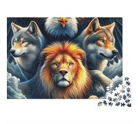 Eagle 1000Pc Jigsaw Puzzle for Adults Teens Lion between Wolves And Eagle Impossible Difficult | Great Gift Idea 70x50cm/1000pcs