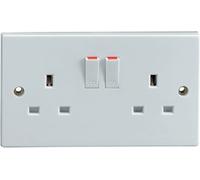 Eagle 13Amp Double Socket Wall Mounted 2 Gang Plug Outlet Switched Mains Electric - White