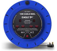 Eagle 2 X Uk Socket Extension Reel With Cassette Type Holder, Restable Thermal Safety Cut Out Protection, Winding Handle, Uk Plug.