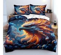 Eagle 3D Print Single Duvet Cover - 100% Microfiber, Fierce 3-Piece Bedding Set - Includes 2 Pillowcases, Soft & Breathable with Zip Closure & Corner Ties K290