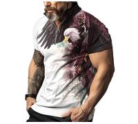 Eagle 3D Printed Polo Shirt for Men Animal Eagle Pattern Half Zip Lapel Collar Polo T Shirt Casual Short Sleeve Outdoor Street Tops Red
