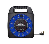 Eagle 4 x UK Socket Extension Reel with Handbag Type Holder, Restable Thermal Safety Cut Out Protection, Easy Hold Handle, Winding Handle, UK Plug. Extending Extension Lead 13 Amp 25m