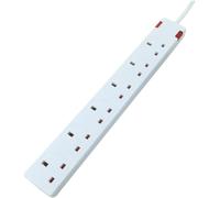 Eagle 6 Gang Switched Extension Lead with Neon Indicator - 2 Metre (White)