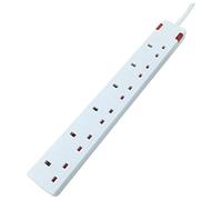 Eagle 6 Gang Switched Extension Lead with Neon Indicator - White 5 Metre