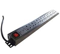 Eagle 8-Way UK Vertical Socket 19" PDU with Surge Protection to UK Plug 2M