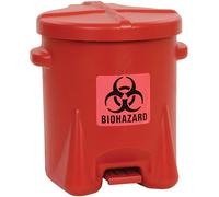 Eagle 943BIO Biohazardous Waste Polyethylene Safety Can with Foot Lever, 6 Gallon Capacity, Red
