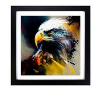 Eagle Abstract Expressionism No.1 Framed Print | 18x18 Inch Black Framed Wall Art | Ready to Hang | Eclectic Animal Picture | Living Room Bedroom Lounge Office