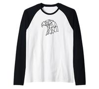 Eagle Abstract Geometric Lines Trendy Animal Head Shape Fun Raglan Baseball Tee