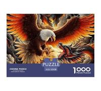Eagle Adult Jigsaw for Wall Decor: Eagle And Dragon in Fiery Clash Educational Game Decompression 1000Pc 52x38cm/1000pcs