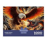 Eagle Adult Jigsaws for Decompression: Eagle And Dragon in Fiery Clash Educational Game Challenge Wall Decoration 70x50cm/1000pcs