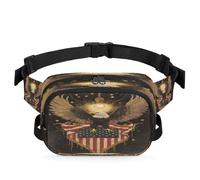 Eagle America Flag Vintage Waist Bag Multifunction Pack for Travel Sport Running Fanny Pack Bumbag Pouch Purse Belt Bag for Women Men Kids Girls Boys
