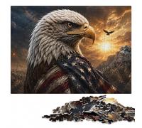 Eagle American Flag Classic Wooden Jigsaw Puzzle 500 Pieces for Adults | Adult Puzzle - clear motif details for easier section planning during indoor leisure.
