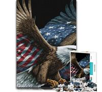 Eagle American Flag Colourful Wooden Jigsaw Puzzle 500 Pieces for Adults | Group puzzle activity with solo or shared puzzle time over several sessions.