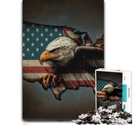 Eagle American Flag Detailed Wooden Jigsaw Puzzle 500 Pieces for Adults | Clear image details: an activity that can be paused and resumed at your own pace.