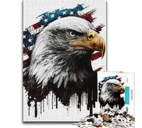 Eagle American Flag Themed Wooden Jigsaw Puzzle 500 Pieces for Adults | For gifting: Jigsaw Puzzle: image-based sorting for steady puzzle progress in spare time.