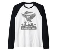 Eagle American Flag Veteran Memorial Independence Freedom Raglan Baseball Tee