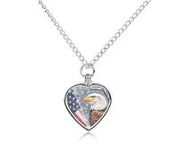 (Eagle) (American) U.S.Flag Novelty Pet Urn Necklace Ash Holder Cremation Keepsake Memorial Jewelry