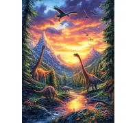 Eagle And Dinosaur in Mountain Valley 500 Piece Jigsaw Puzzle for Adults Jigsaw Bedroom Decor Accent Whimsical Brainteaser Great Relaxation Activity 500 PCS