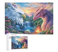 Eagle And Dragon by River with Fire 1000 Piece Jigsaw Puzzle for Adults Indoor Quiet Time Mental Training Gift for Stress Management 1000 PCS