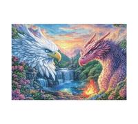 Eagle And Dragon by River with Fire 1000 Piece Jigsaw Puzzle for Adults Teens Gaming Break Activity Mental Reset Colourful Design Great Gift for Gamers 1000 PCS