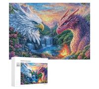 Eagle And Dragon by River with Fire 300 Piece Jigsaw Puzzle for Adults Indoor Home Leisure Educational Brain Training Gift for Birthday 300 PCS