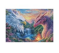 Eagle And Dragon by River with Fire 300-piece Jigsaw Puzzle Set For Adults Teens 14+ Logic Skill Indoor Game Family Game Night Summer Recycled Cardboard 300 PCS