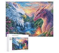Eagle And Dragon by River with Fire 500 Piece Jigsaw Puzzle for Couples Home Leisure Activity Joint Problem Solving Gift for Wedding 500 PCS