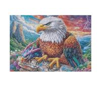 Eagle And Dragon on Rock with Lightning 300 Piece Jigsaw Puzzle for Adults Teens Happy Time Music Room Decor Creative Outlet Whimsical Artwork for Musicians 300 PCS