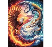 Eagle And Dragon Yin-Yang Art 500 Pcs Jigsaw Puzzle Bundle Wildlife Plant Family Puzzle Lovers Fun Family Game Mindful Activity Spring Cardboard 500 PCS